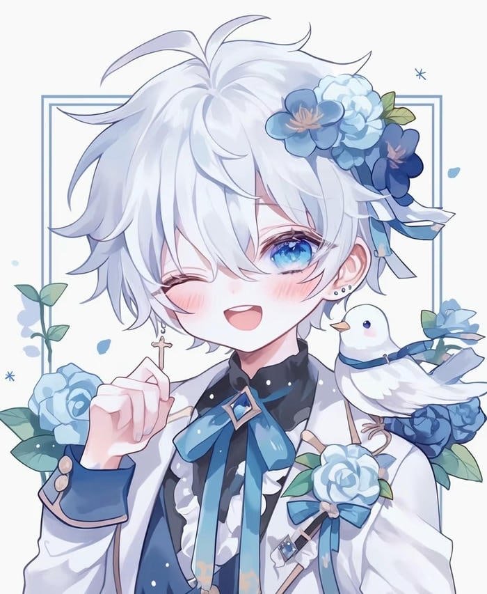 hình anime boy tóc trắng cool đẹp trai