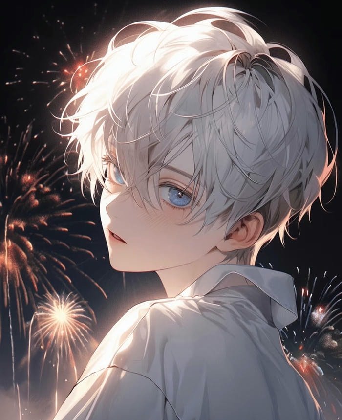 hình anime boy tóc trắng cool phong cách anime chất