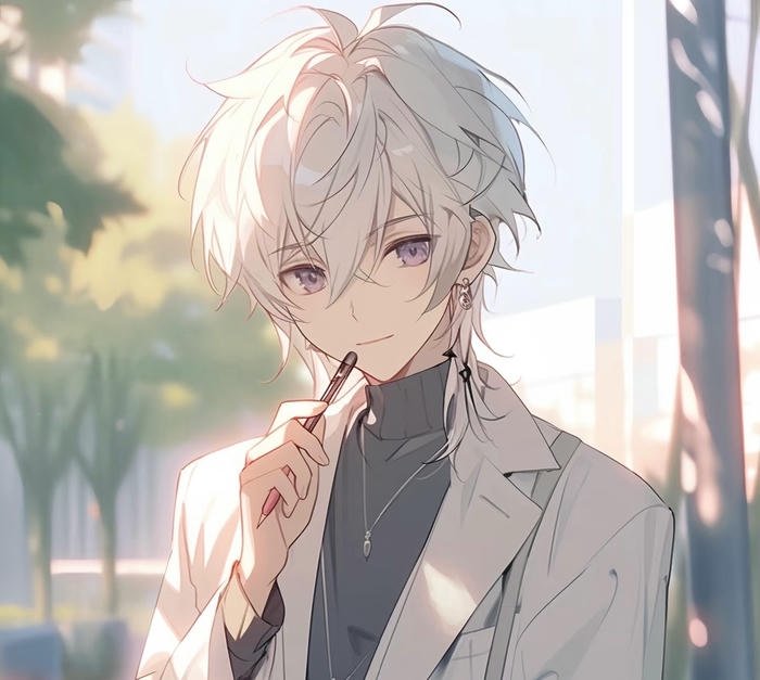 hình anime boy tóc trắng cool phong cách thời thượng