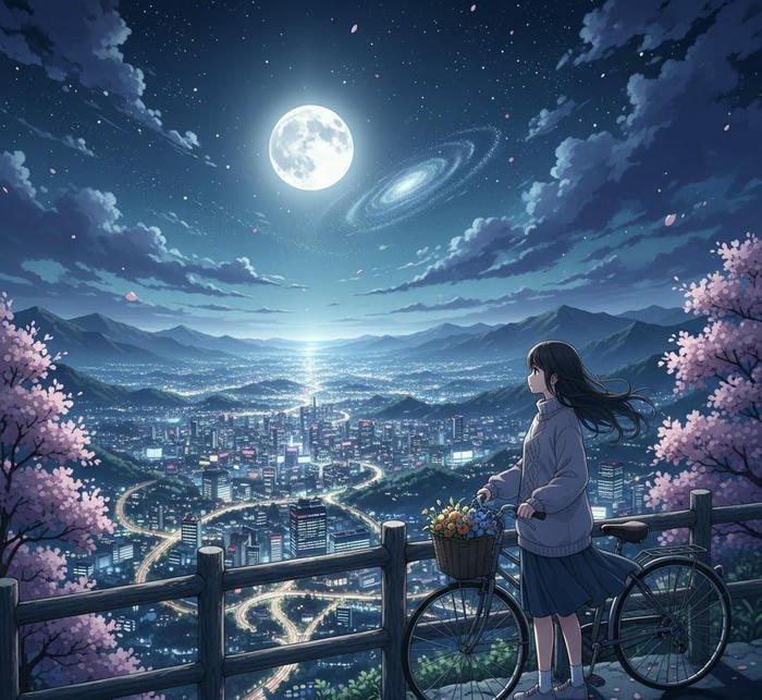 hình anime chill buổi tối dịu nhẹ