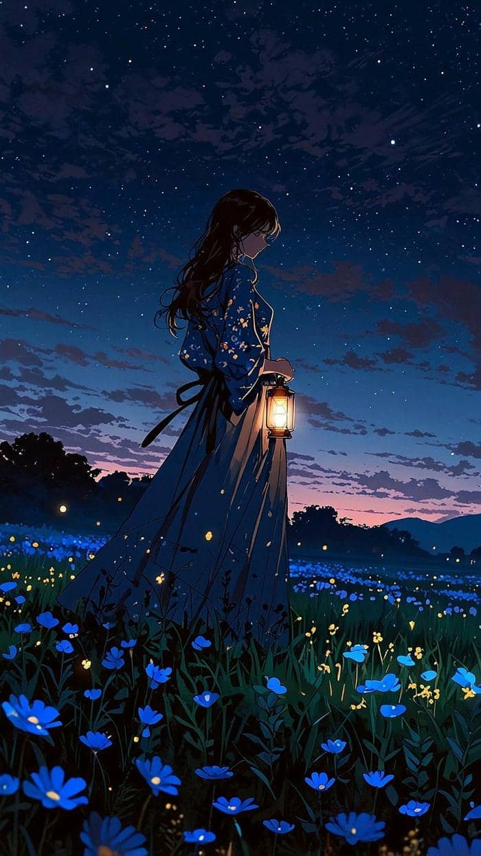 hình anime chill buổi tối tĩnh mịch