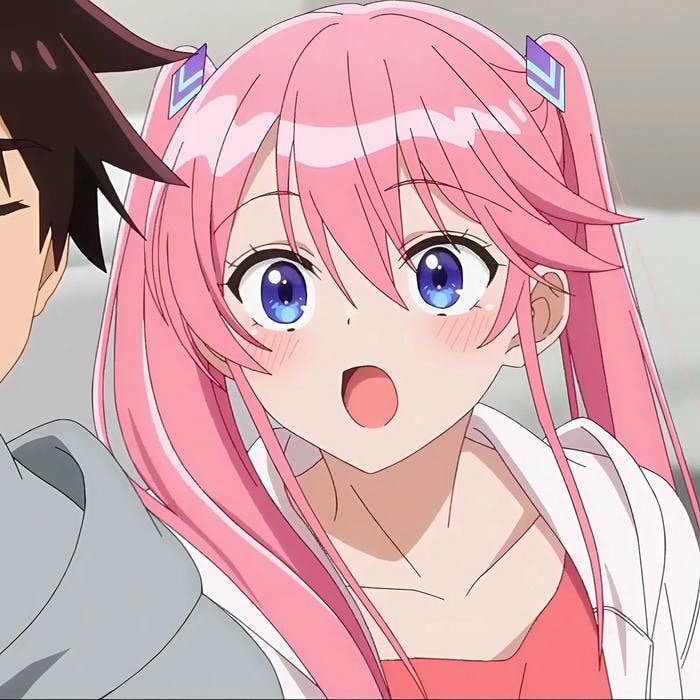 hình anime cô gái tóc hồng được phác họa bởi nét vẽ đơn giản