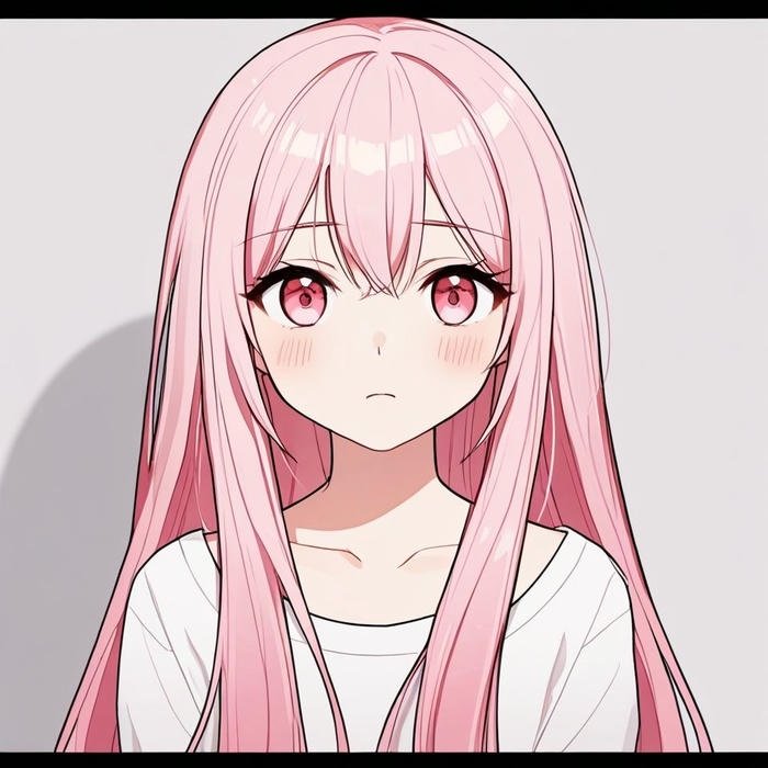 hình anime cô gái tóc hồng được tái hiện bằng phong cách hoạt hình