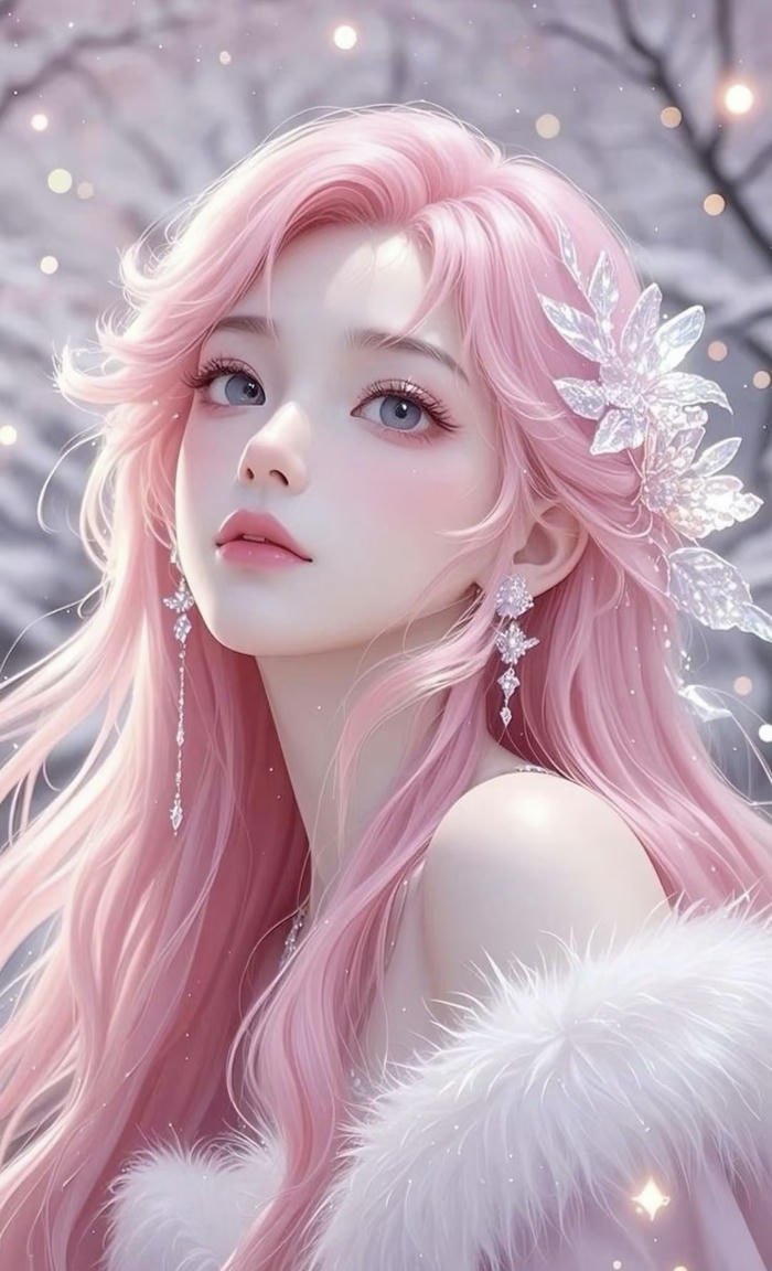 hình anime cô gái tóc hồng mang biểu cảm bình thản trên khuôn mặt