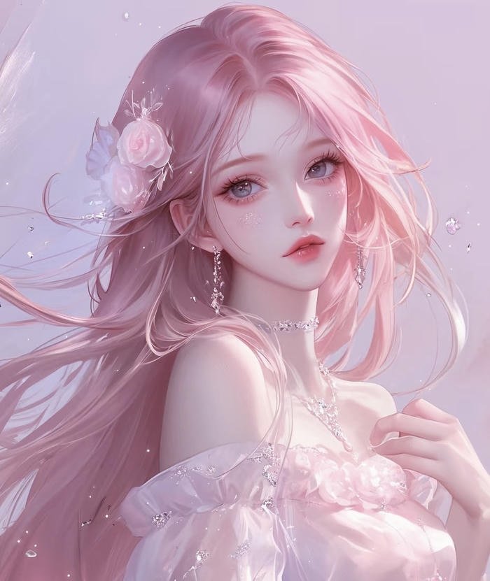 hình anime cô gái tóc hồng mang diện mạo nhẹ nhàng không cầu kỳ