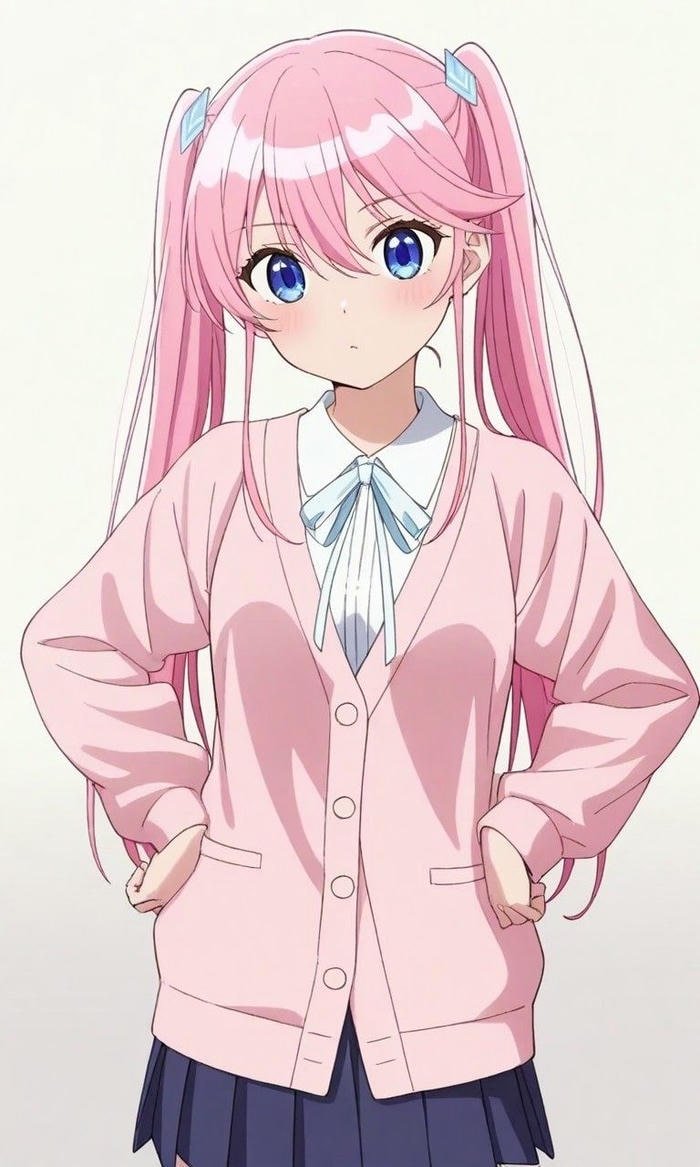 hình anime cô gái tóc hồng mang phong cách hiện đại dễ nhận diện