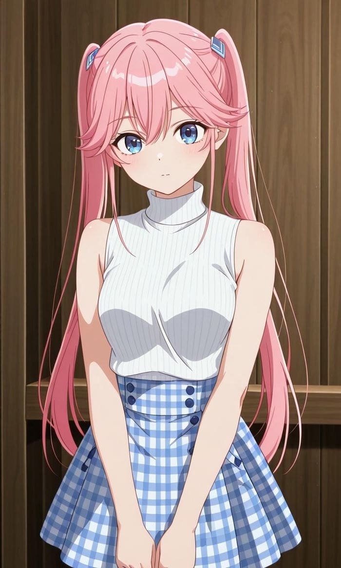 hình anime cô gái tóc hồng mang phong thái dịu dàng trong hình ảnh