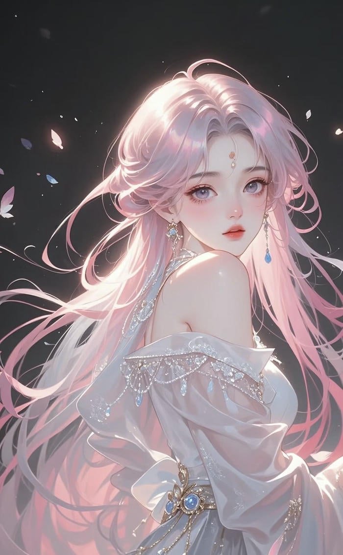 hình anime cô gái tóc hồng mang vẻ ngoài dễ thương của anime