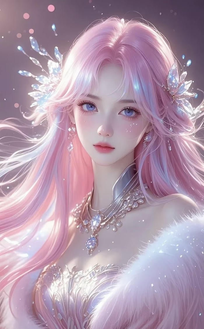 hình anime cô gái tóc hồng trong bố cục hình ảnh hài hòa màu sắc