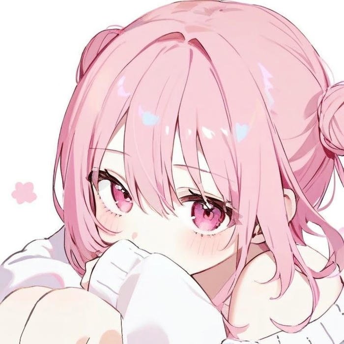 hình anime cô gái tóc hồng xuất hiện cùng bố cục hình ảnh tối giản