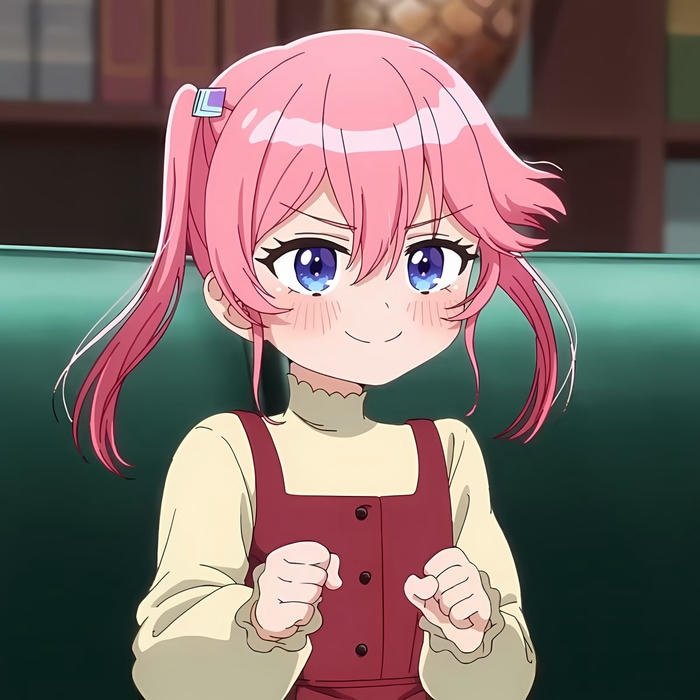 hình anime cô gái tóc hồng xuất hiện trong tạo hình đơn giản quen thuộc
