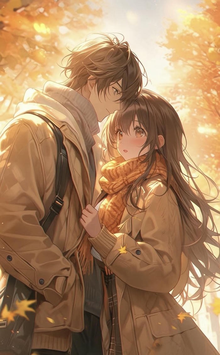 hình anime couple trong chiều thu