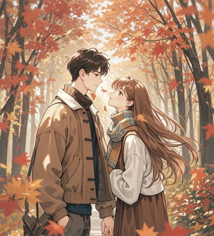 hình anime đôi bên con đường mùa thu