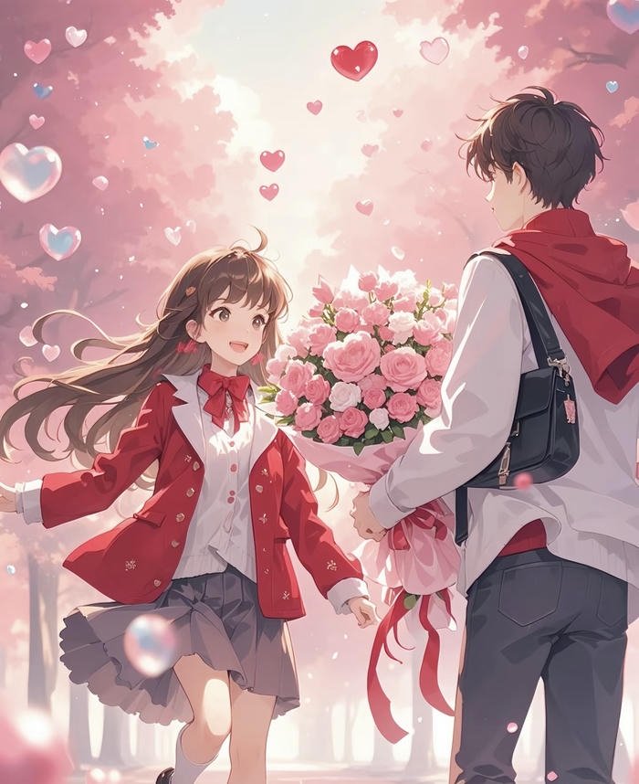 hình anime đôi hòa vào sắc thu