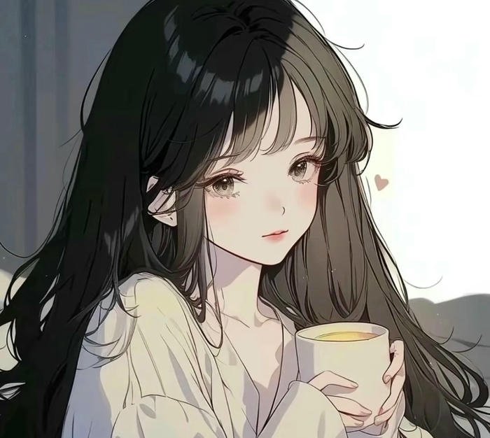 hình anime girl tóc đen dịu dàng ánh mắt buồn