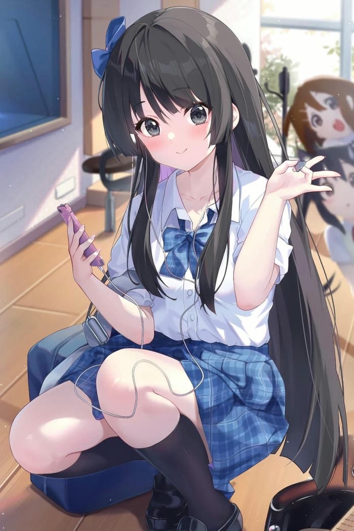 hình anime girl tóc đen dịu dàng mái tóc suôn dài