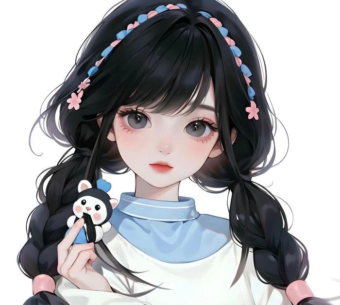 hình anime girl tóc đen dịu dàng mang vẻ thuần khiết