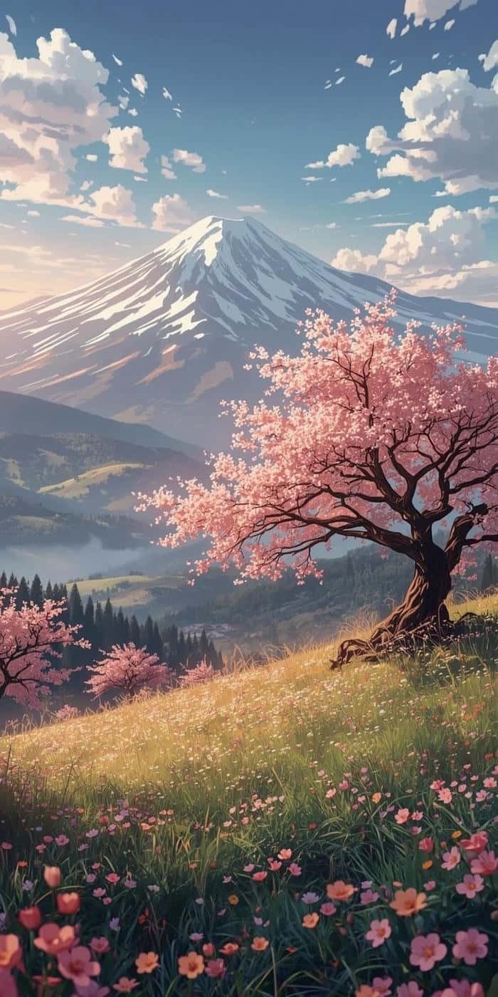 hình anime hoa anh đào thanh thoát