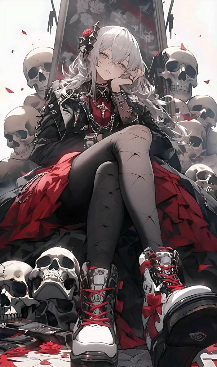 hình anime nữ hoàng quyền lực với vẻ đẹp bí ẩn