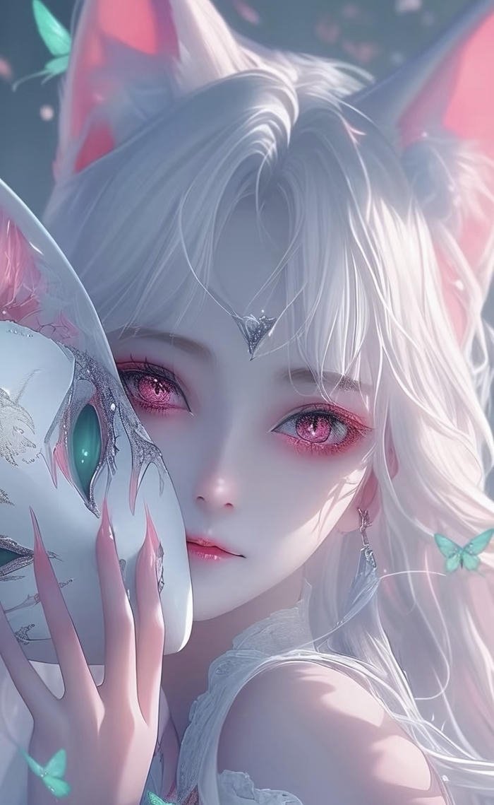 hình anime nữ phong cách mặt nạ