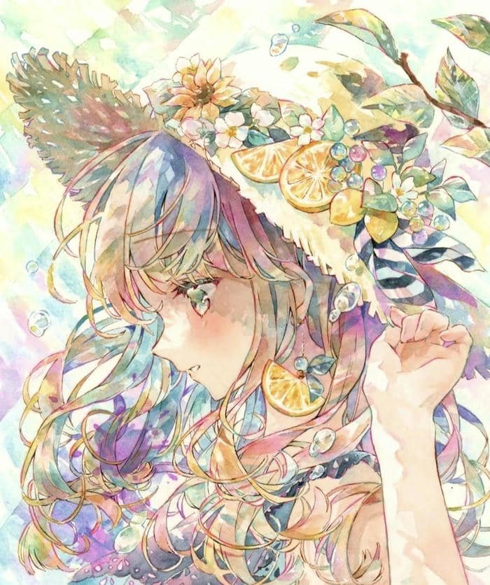 hình anime style pastel cảm hứng xuân