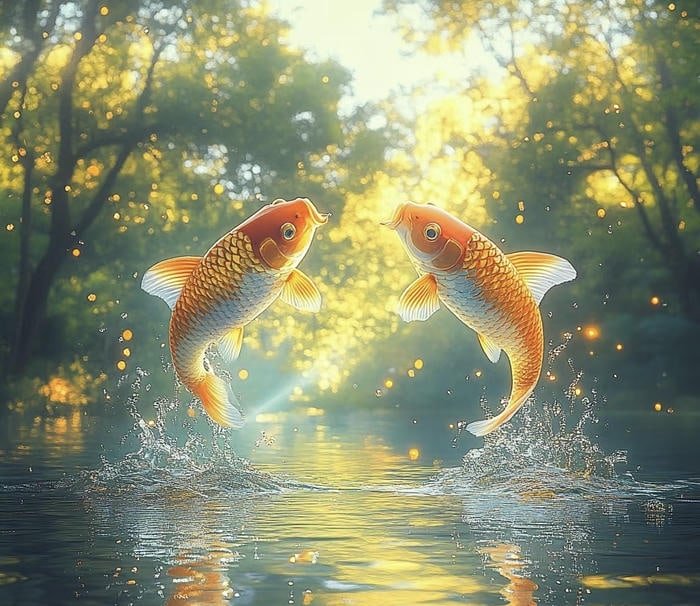 hình cá chép vượt vũ môn phong thuỷ cát tường