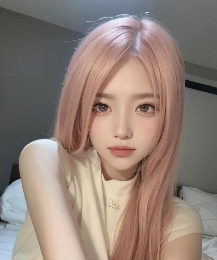 hình cô gái tóc hồng kawaii