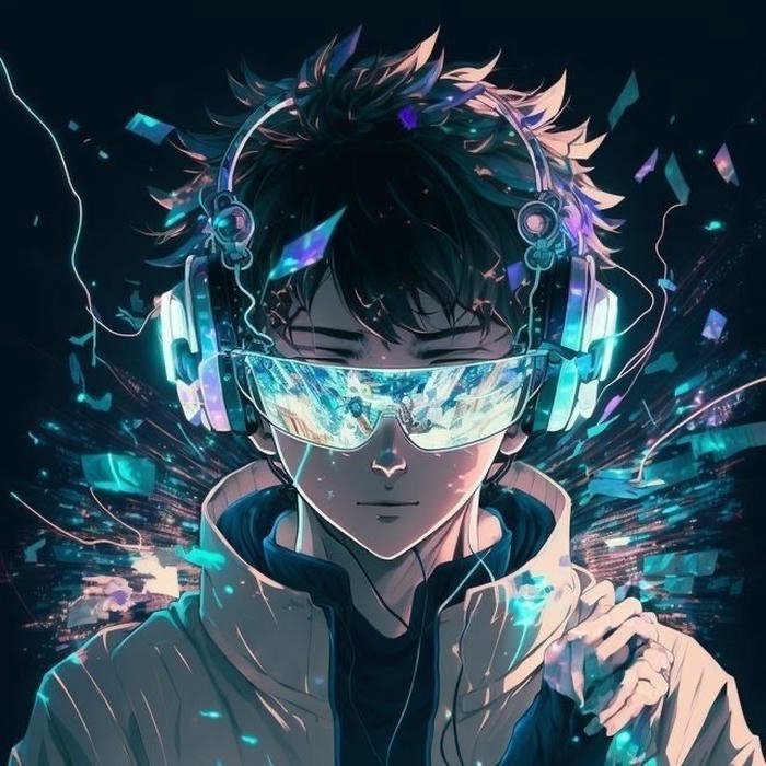 hình cyberpunk tông xanh tím