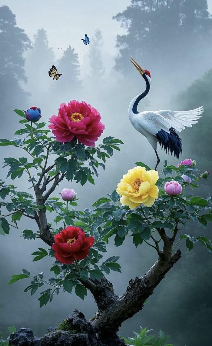 hình hoa mẫu đơn phong thuỷ phát đạt