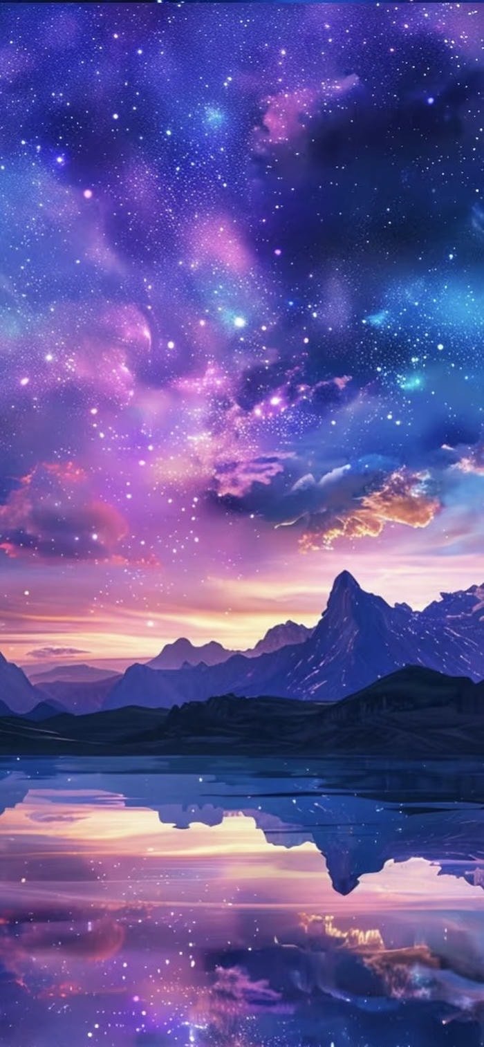 hình nền galaxy tím xanh tỏa sáng