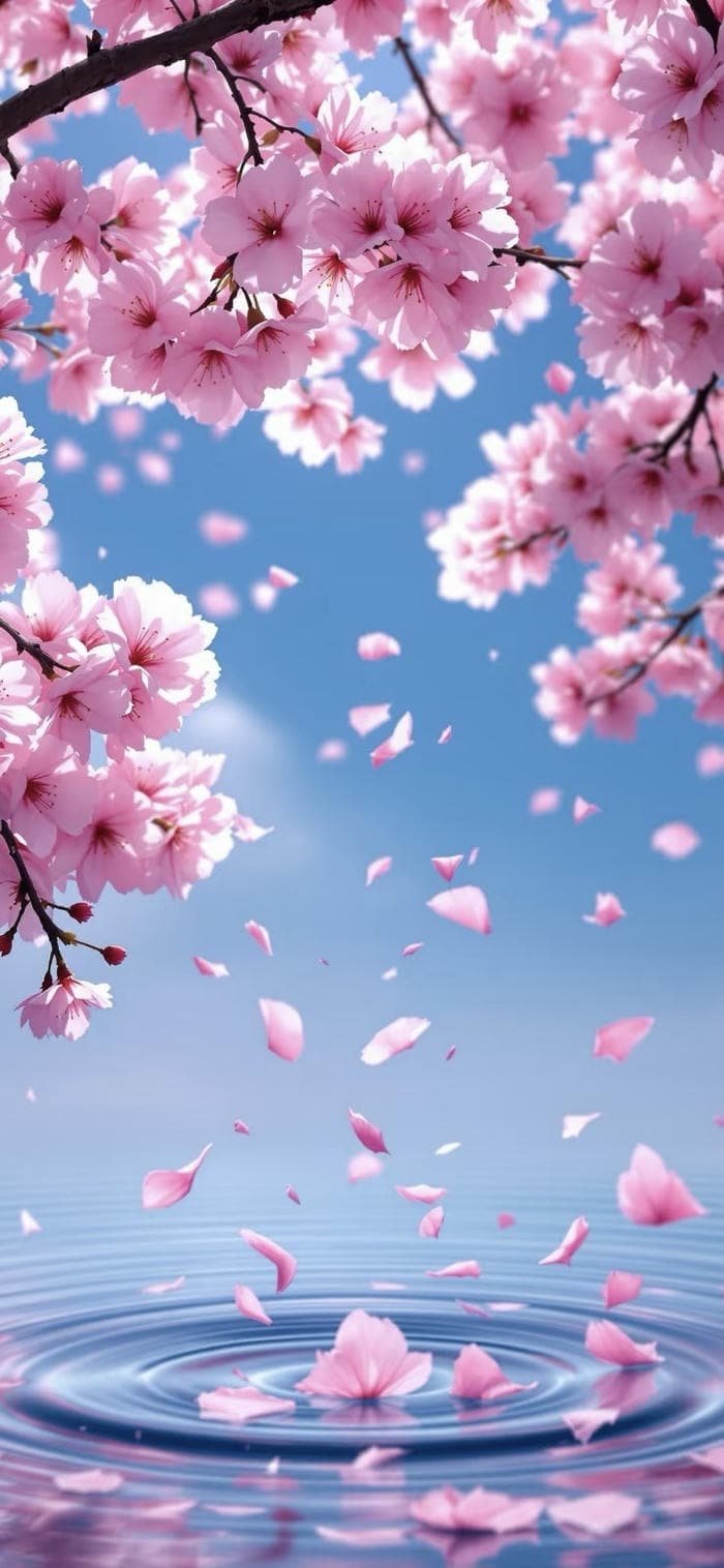hình nền hoa anh đào phong cách nghệ thuật