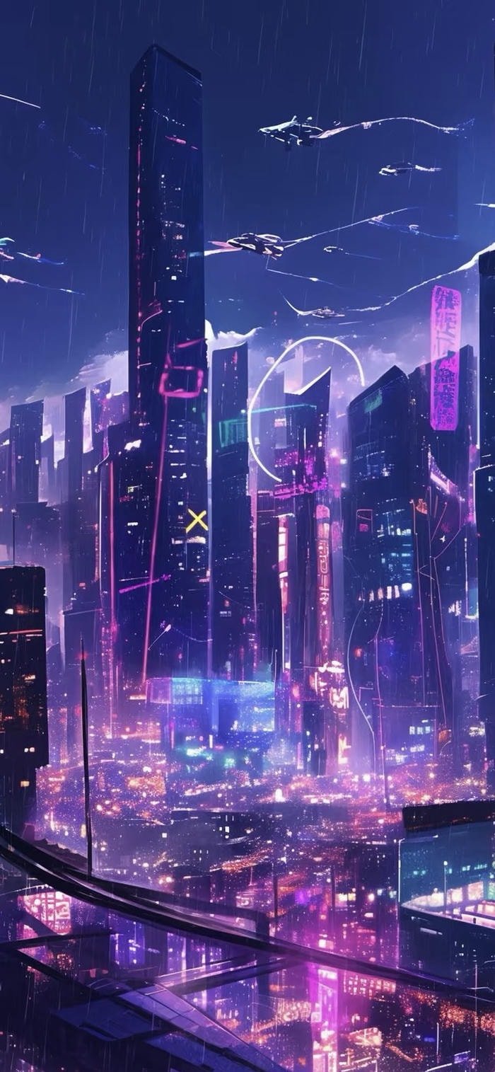 hình nền neon cyberpunk đêm đô thị