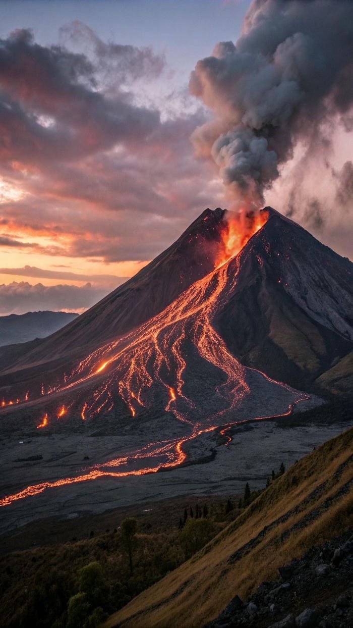 hình nền núi lửa đỏ rực dữ dội
