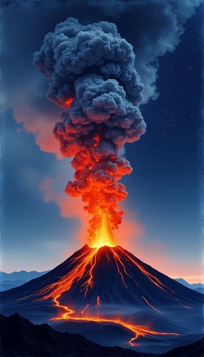 hình nền núi lửa đỏ rực hùng vĩ