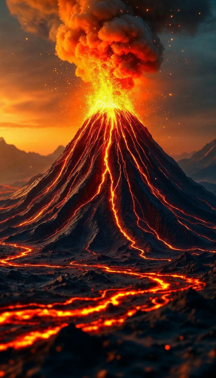 hình nền núi lửa đỏ rực mãnh liệt