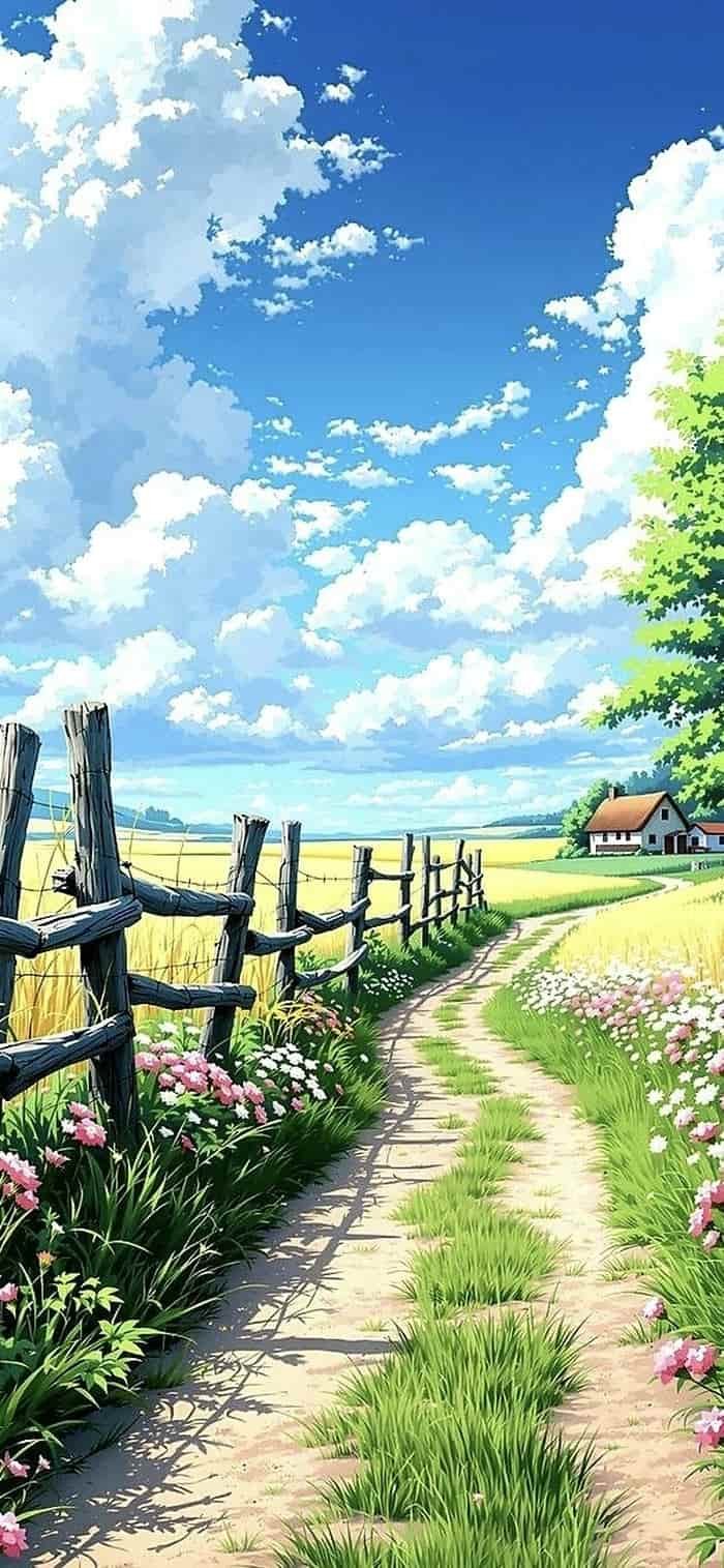 hình nền phong cảnh đồng quê buổi sáng