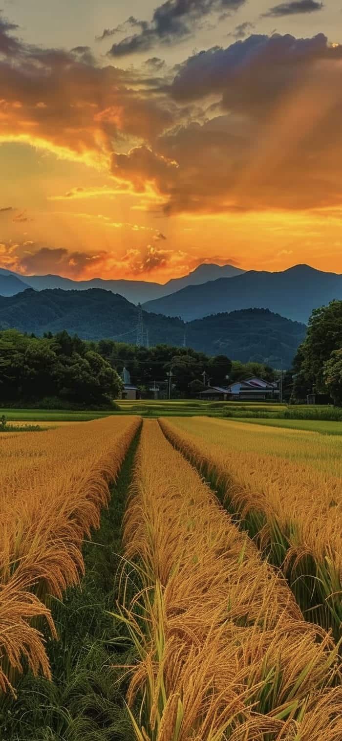 hình nền phong cảnh đồng quê chiều muộn