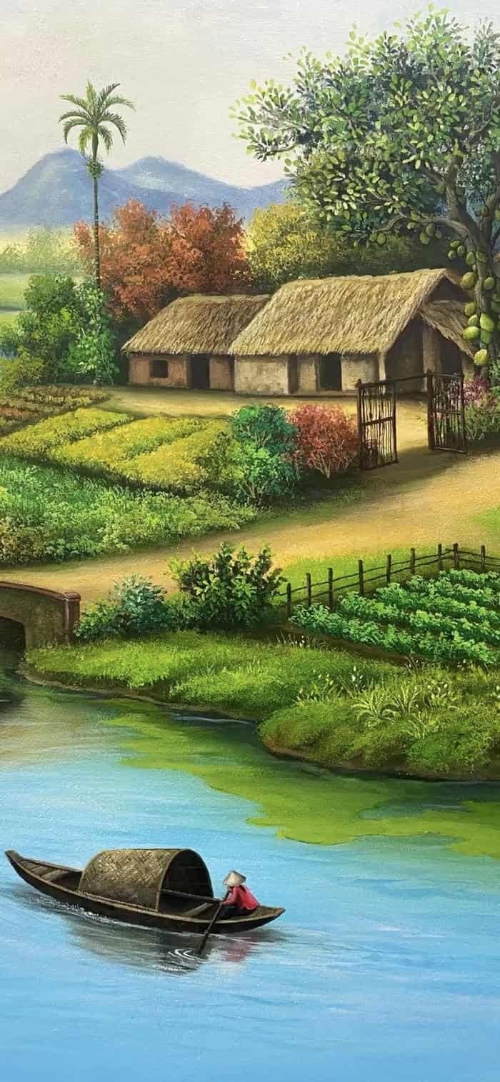 hình nền phong cảnh đồng quê mái nhà tranh