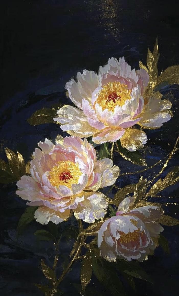 hình phong thuỷ hoa mẫu đơn chiêu tài