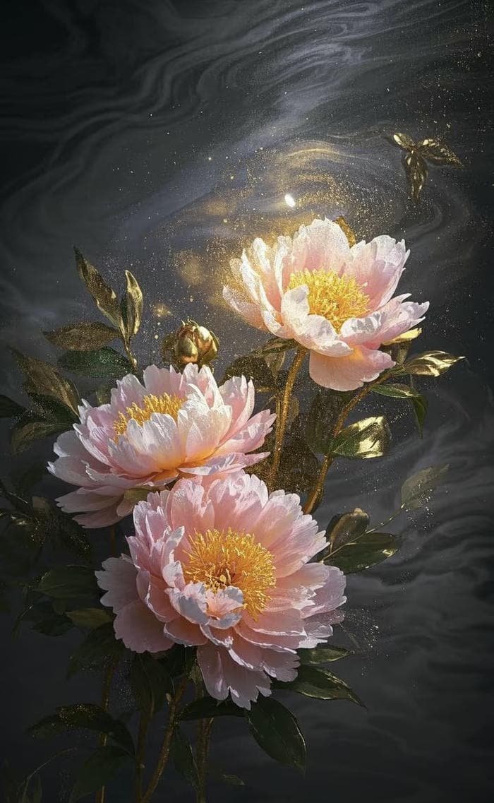 hình phong thuỷ hoa mẫu đơn sinh lộc