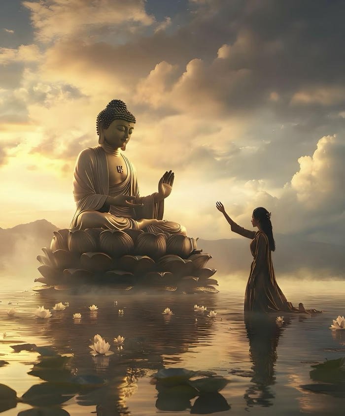 hình phong thủy phật tọa thiền an tĩnh