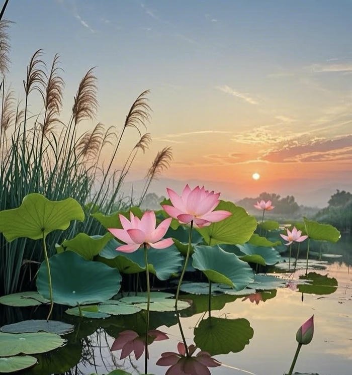 hình phong thuỷ sen nở an yên thu hút