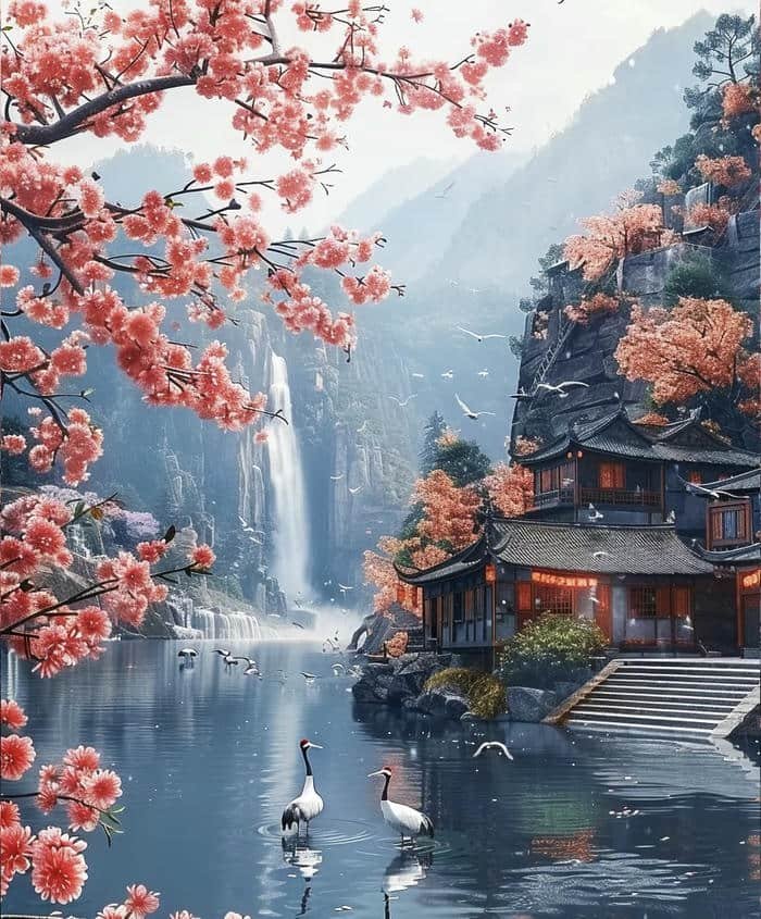 hình phong thủy sơn thủy vượng khí