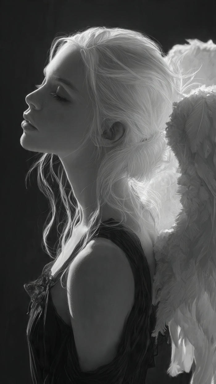 hình thiên thần tóc trắng