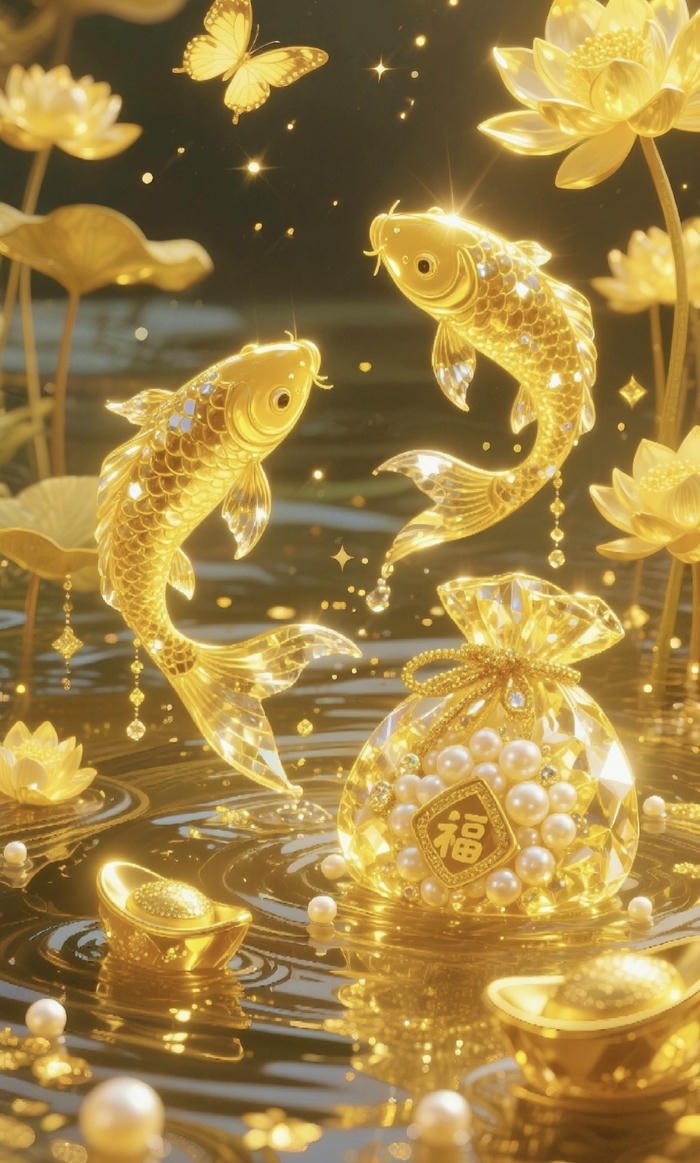 hình trang trí chủ đề cá chép vàng