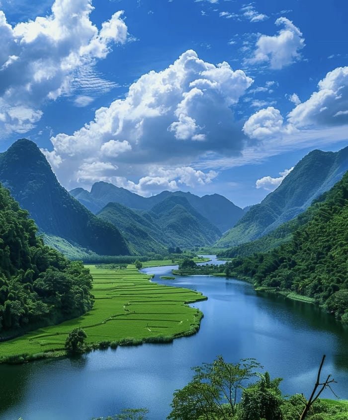 hồ nước phong vân phong thuỷ ấn tượng