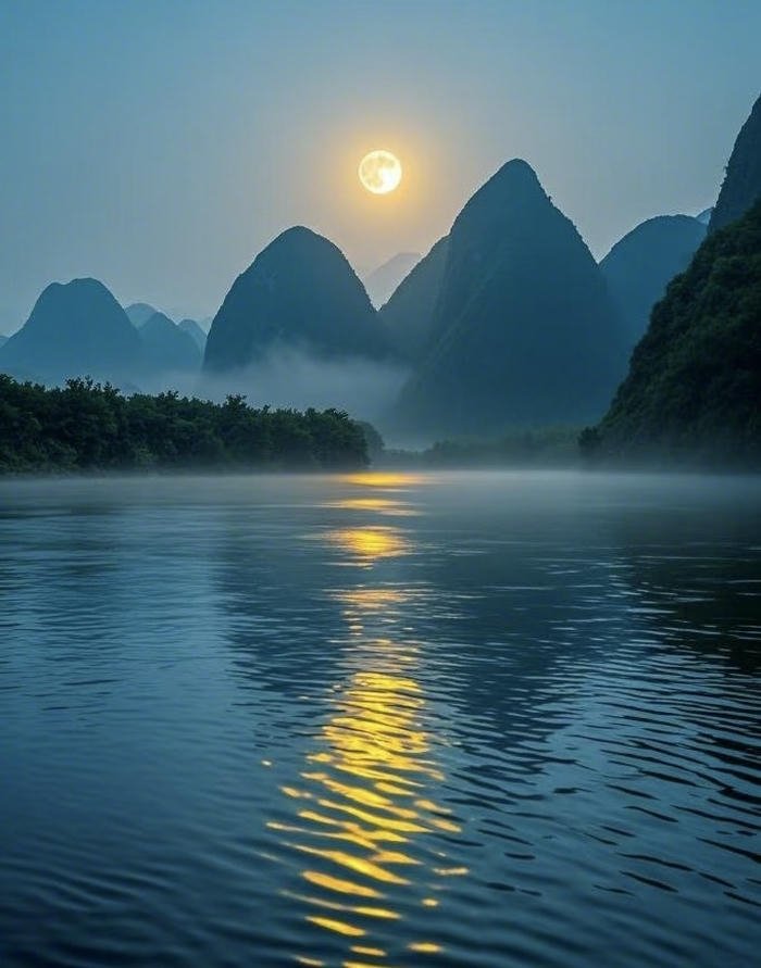 mẫu hồ nước phong thủy yên bình