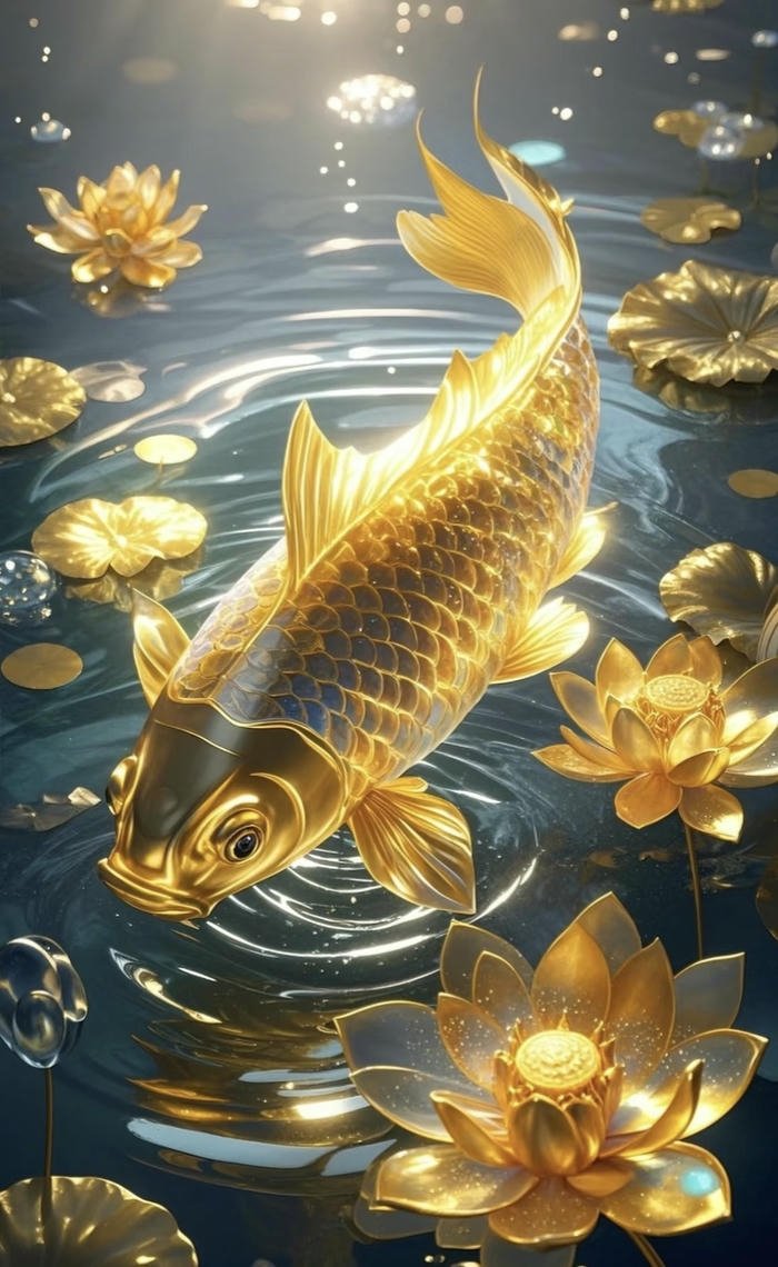 mẫu thiết kế cá chép vàng phong thủy