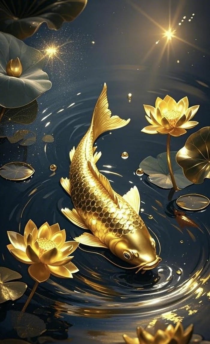 mẫu tranh cá chép vàng thịnh vượng