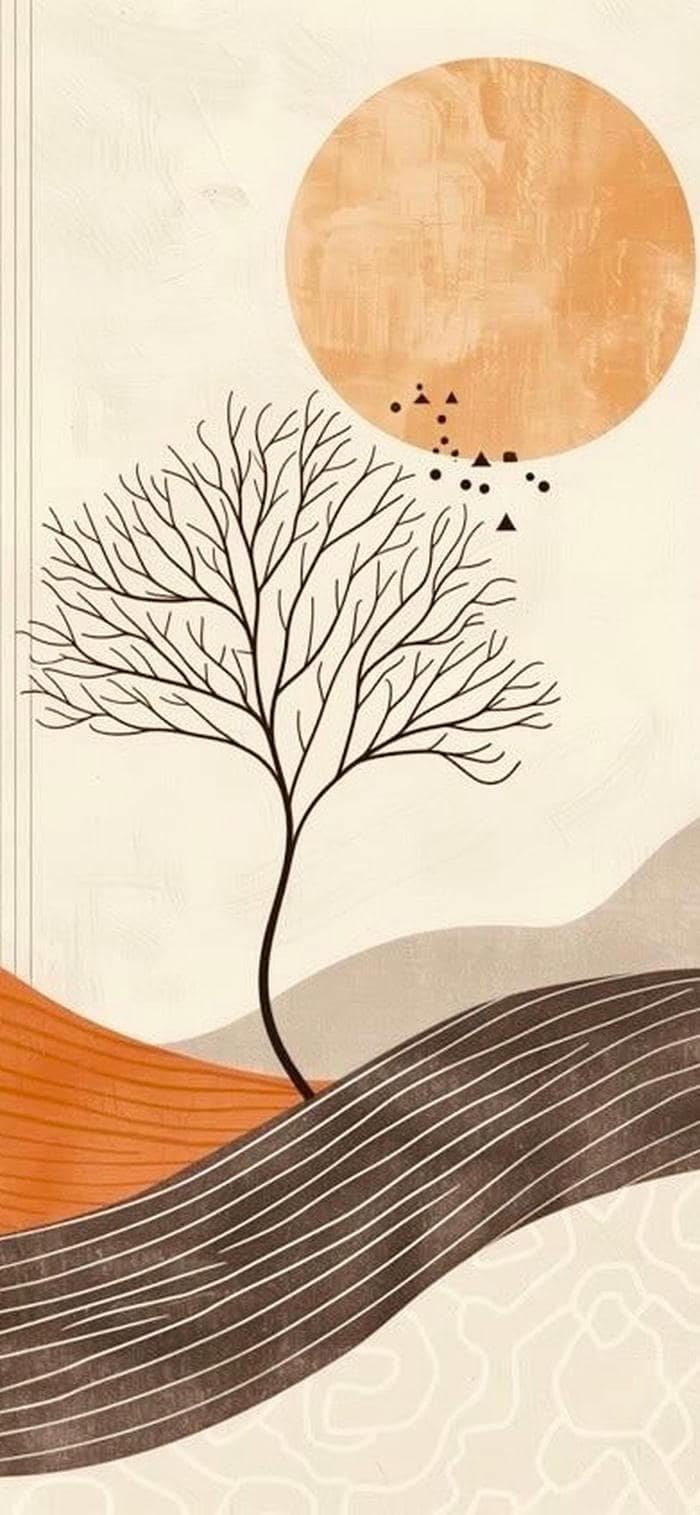 nền boho art hoa văn tự nhiên